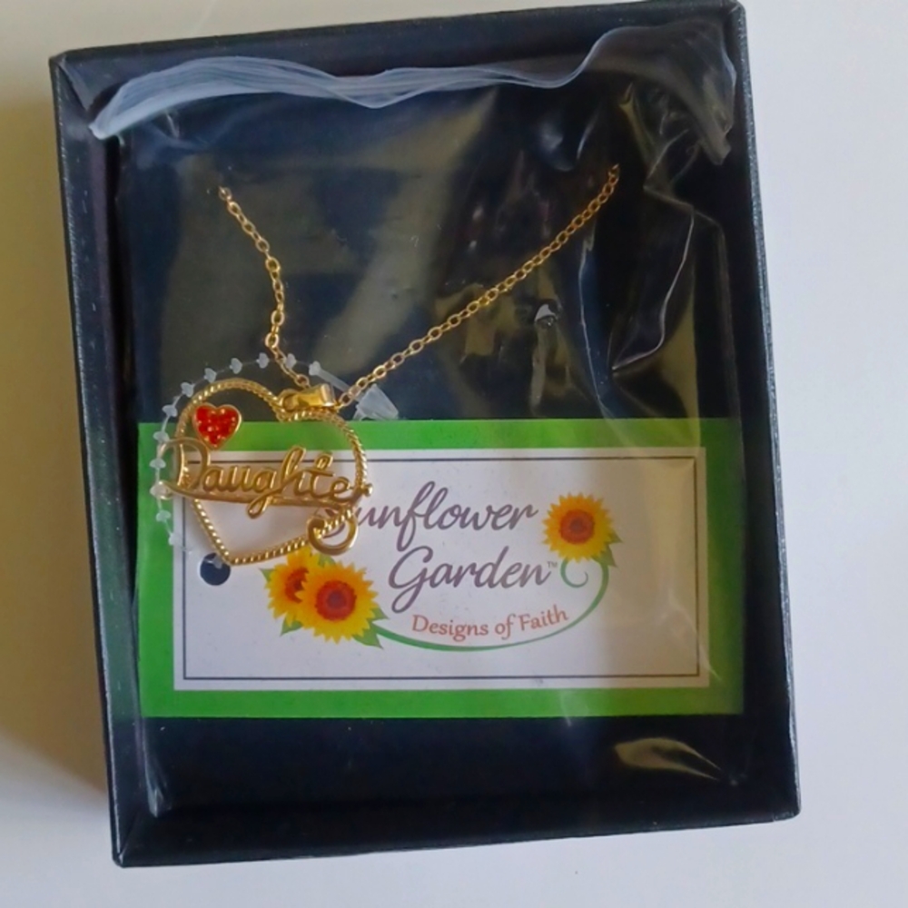 Sunflower garden designs by faith Daughter  heart necklace BNIB